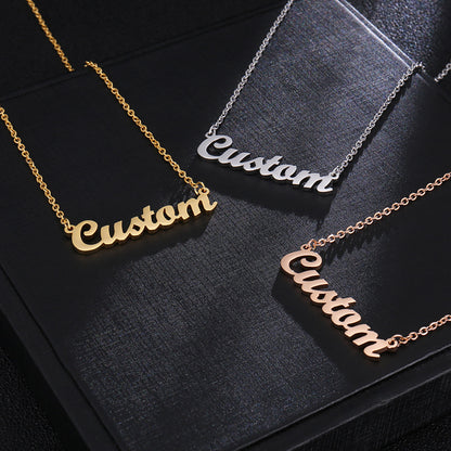[Private Customization] Stainless Steel Name Necklace Plated Real Gold English Letter Bracelet Earrings Cross-border Hot Sale