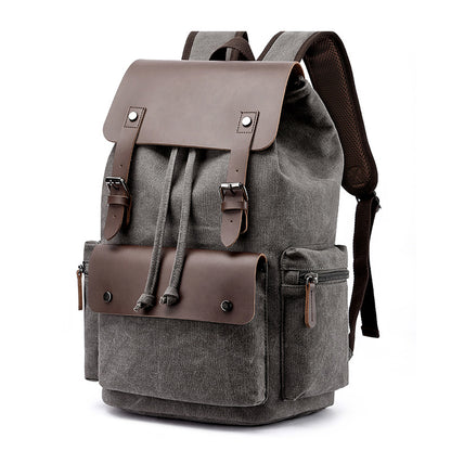 Casual Canvas Dual-shoulder Computer Backpack Suitable For Men Women Students Bookbag