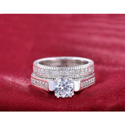 925 Sterling Silver Ring Set For Women Non-Fading Fashionable Commuter Geometric Design Jewelry