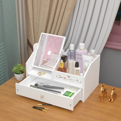 Household Desktop Small Rotating Mirror On Table Bedroom Dressing Table High Definition Integrated Cosmetic Mirror With Box