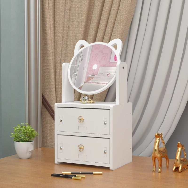 Household Desktop Small Rotating Mirror On Table Bedroom Dressing Table High Definition Integrated Cosmetic Mirror With Box