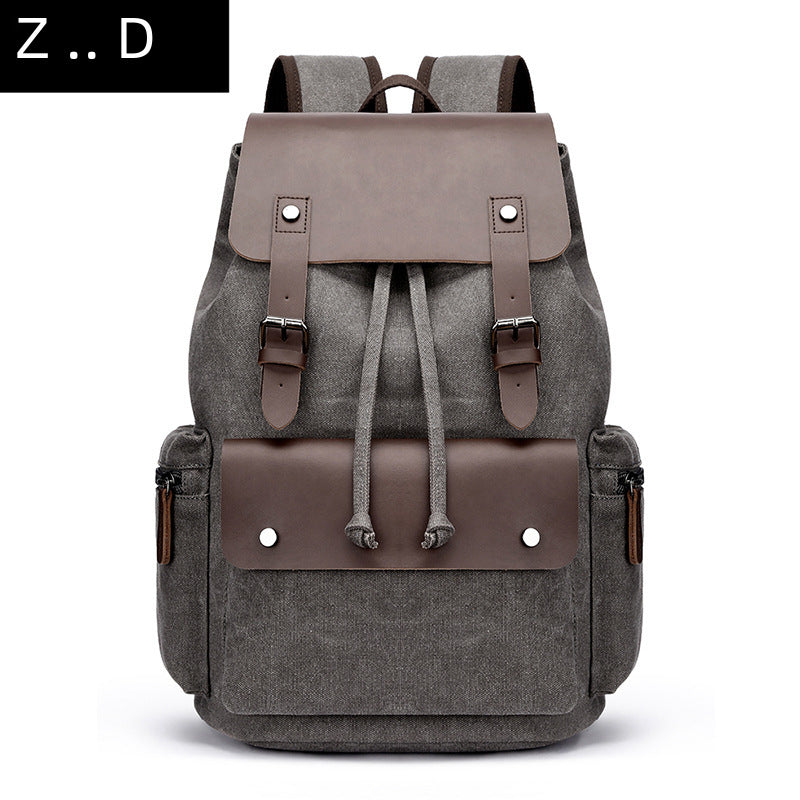 Casual Canvas Dual-shoulder Computer Backpack Suitable For Men Women Students Bookbag