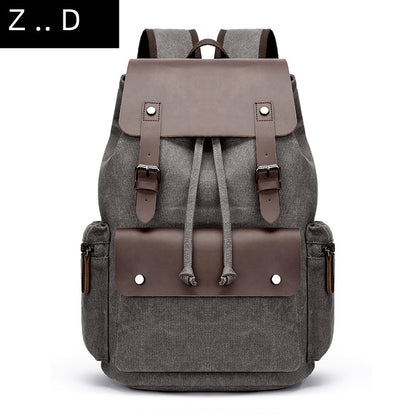 Casual Canvas Dual-shoulder Computer Backpack Suitable For Men Women Students Bookbag