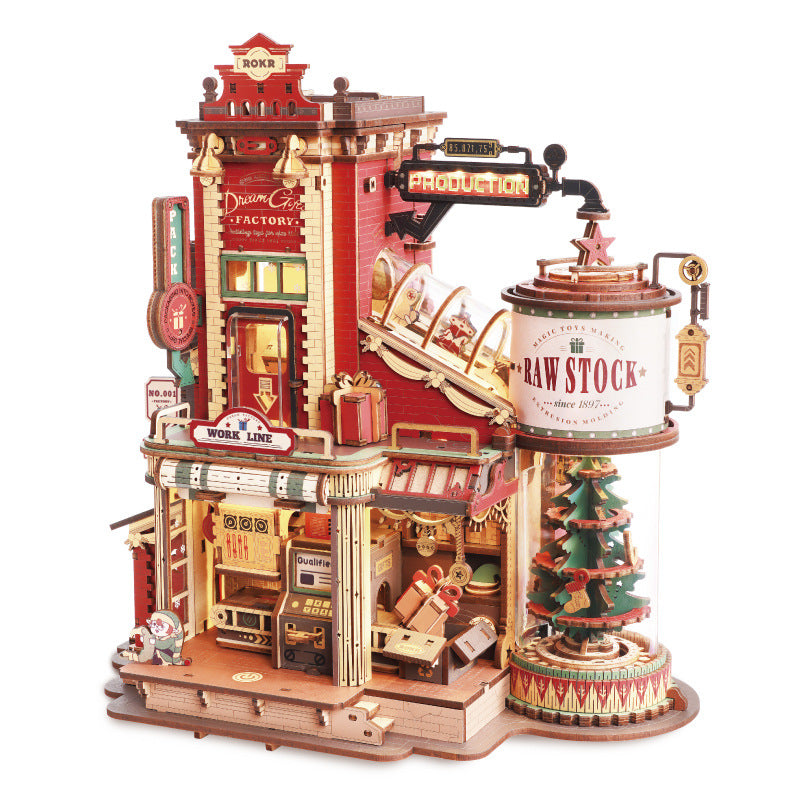 Amusement Park 3D Stereo Puzzle Music Box Wooden Gift Factory Y Assembled Model Girl Gift Ornaments