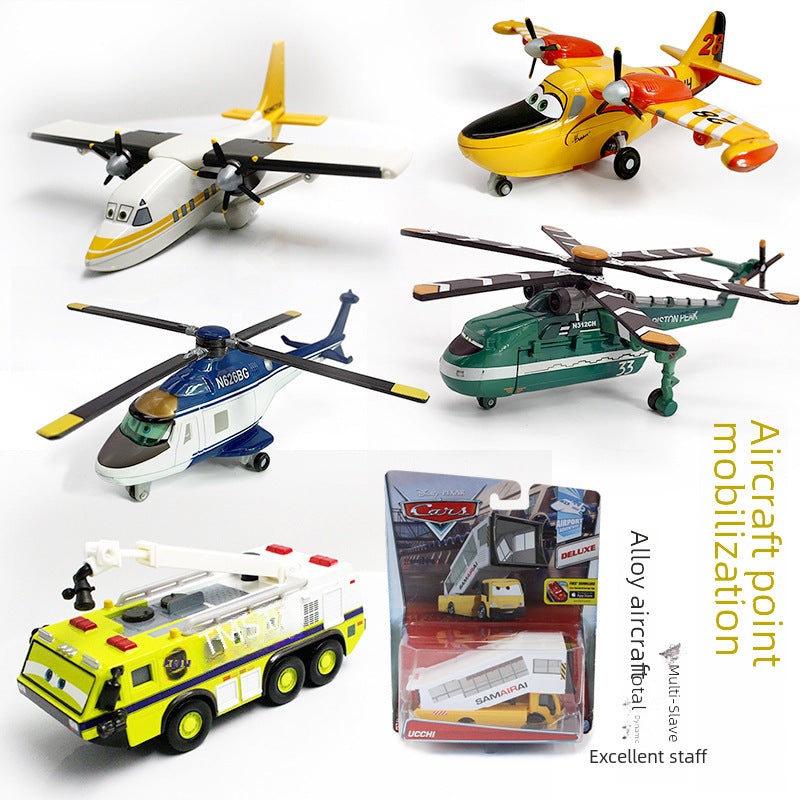 Air Force Alloy Packaged Fire Truck Rescue Helicopter Transport Vehicle Wind Blade Model Toy