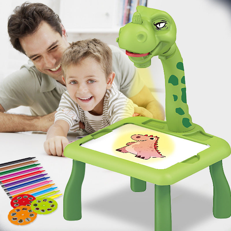 Children&#039;s Cartoon Multi-function Projection Painting Table Baby Early Education Educational Wipe Sound And Light Graffiti Board Painting Artifact
