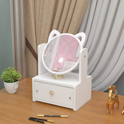 Household Desktop Small Rotating Mirror On Table Bedroom Dressing Table High Definition Integrated Cosmetic Mirror With Box
