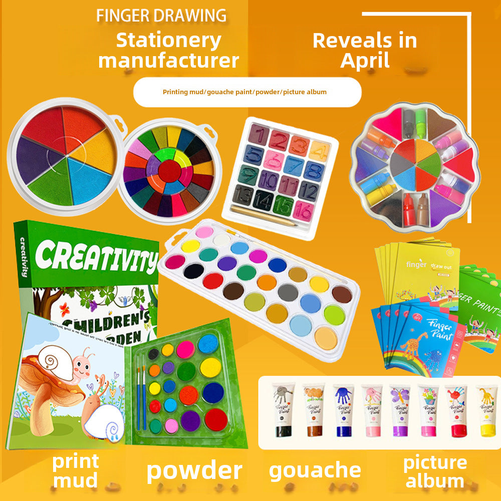 Children&#039;s Finger Printing Pad Printing Pad Round Six-color PVC Palm Finger Printing Paint Environmental Protection Washable