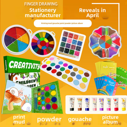 Children&#039;s Finger Printing Pad Printing Pad Round Six-color PVC Palm Finger Printing Paint Environmental Protection Washable