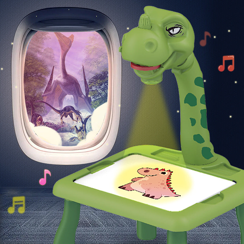 Children&#039;s Cartoon Multi-function Projection Painting Table Baby Early Education Educational Wipe Sound And Light Graffiti Board Painting Artifact