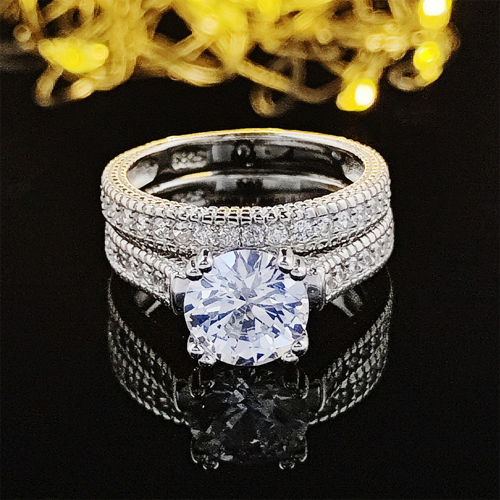 925 Sterling Silver Ring Set For Women Non-Fading Fashionable Commuter Geometric Design Jewelry