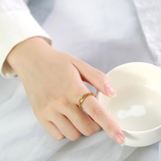 Titanium Steel Three-ring Smooth Ring