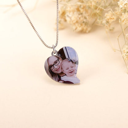 Titanium Steel Color Photo Necklace Custom Square Heart DIY Couple Pendant Creative Clavicle Necklace