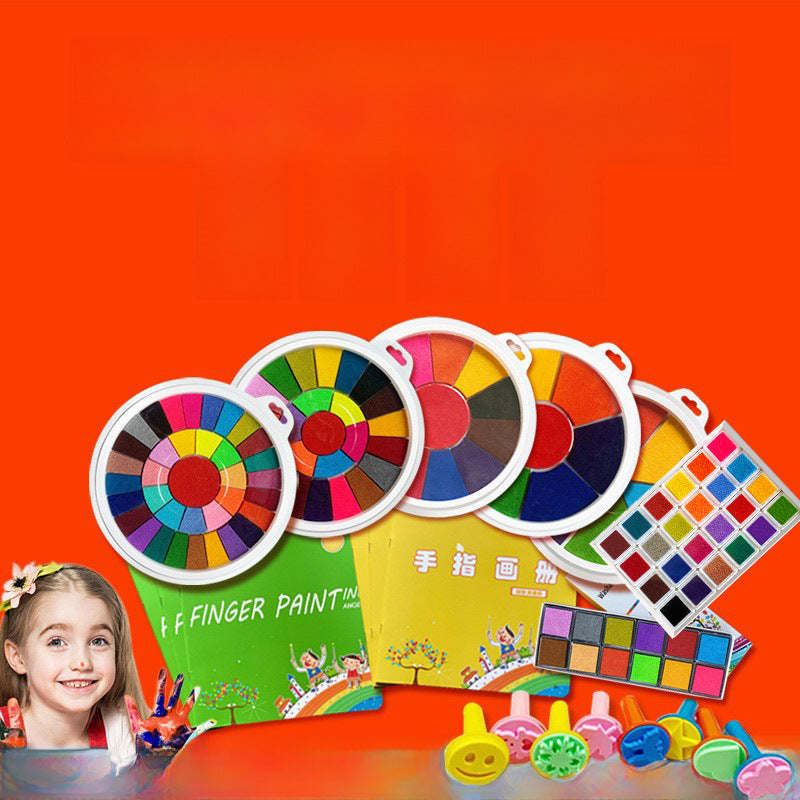 Children&#039;s Finger Printing Pad Printing Pad Round Six-color PVC Palm Finger Printing Paint Environmental Protection Washable