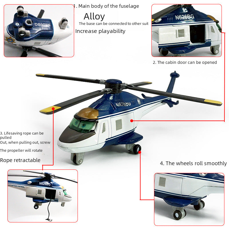 Air Force Alloy Packaged Fire Truck Rescue Helicopter Transport Vehicle Wind Blade Model Toy