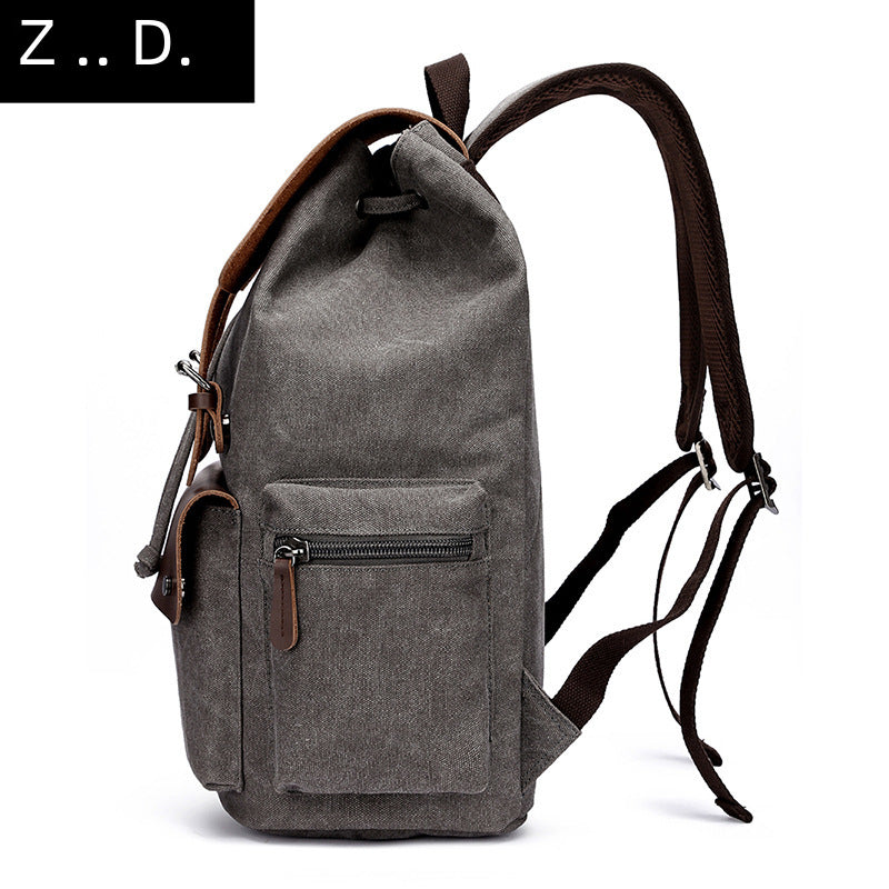 Casual Canvas Dual-shoulder Computer Backpack Suitable For Men Women Students Bookbag