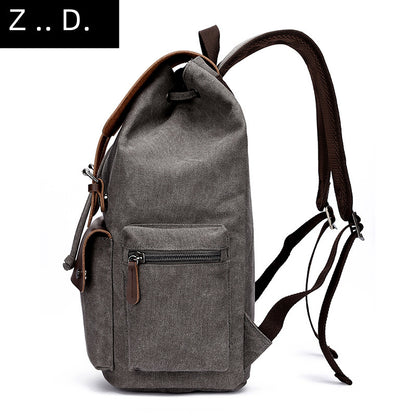 Casual Canvas Dual-shoulder Computer Backpack Suitable For Men Women Students Bookbag