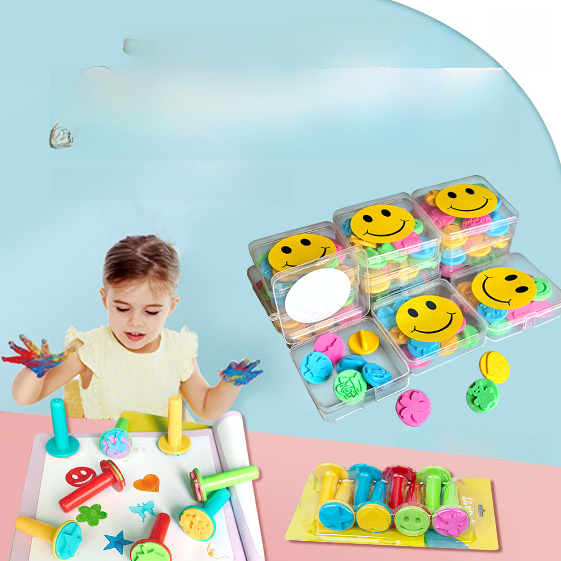 Children&#039;s Finger Printing Pad Printing Pad Round Six-color PVC Palm Finger Printing Paint Environmental Protection Washable