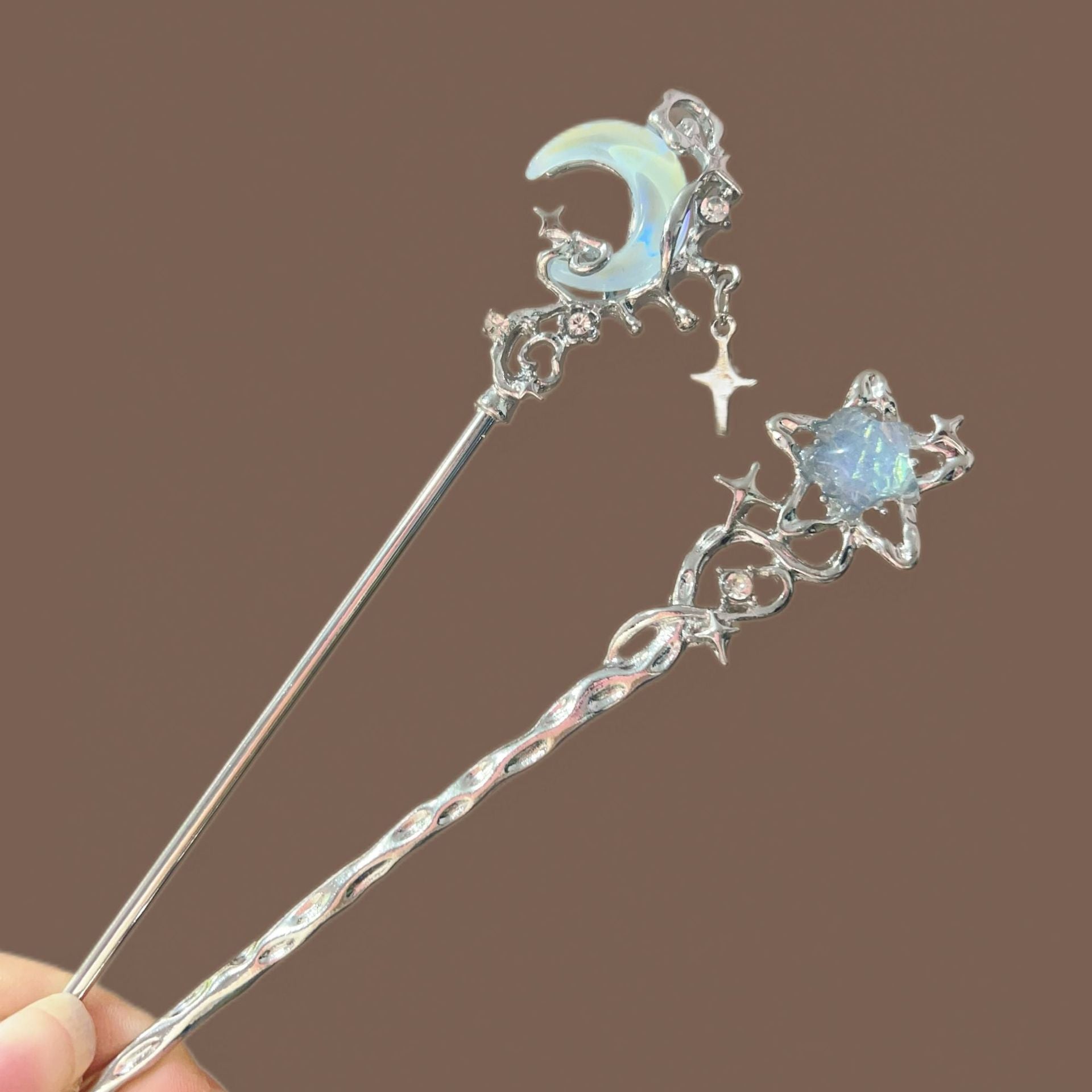 Ice Crystal Moonstone Hairpin Advanced Sense Tassel Step-by-Step New Chinese Style Cool Hairpin Antique Style Elegant Hair Pull Hairpin Female