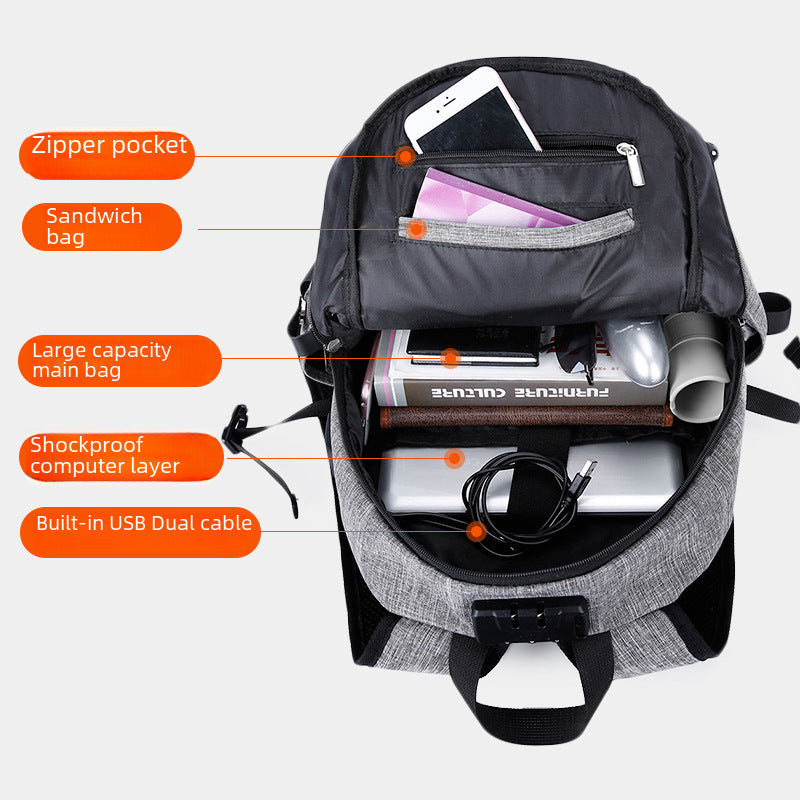 Backpack Men&#039;s Fixed Oxford Cloth Business Leisure Outdoor Backpack College Student Schoolbag Anti-theft Computer Bag