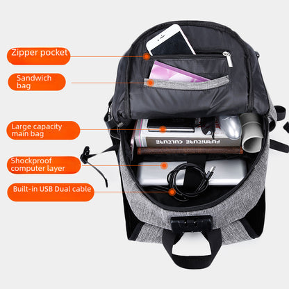 Backpack Men&#039;s Fixed Oxford Cloth Business Leisure Outdoor Backpack College Student Schoolbag Anti-theft Computer Bag