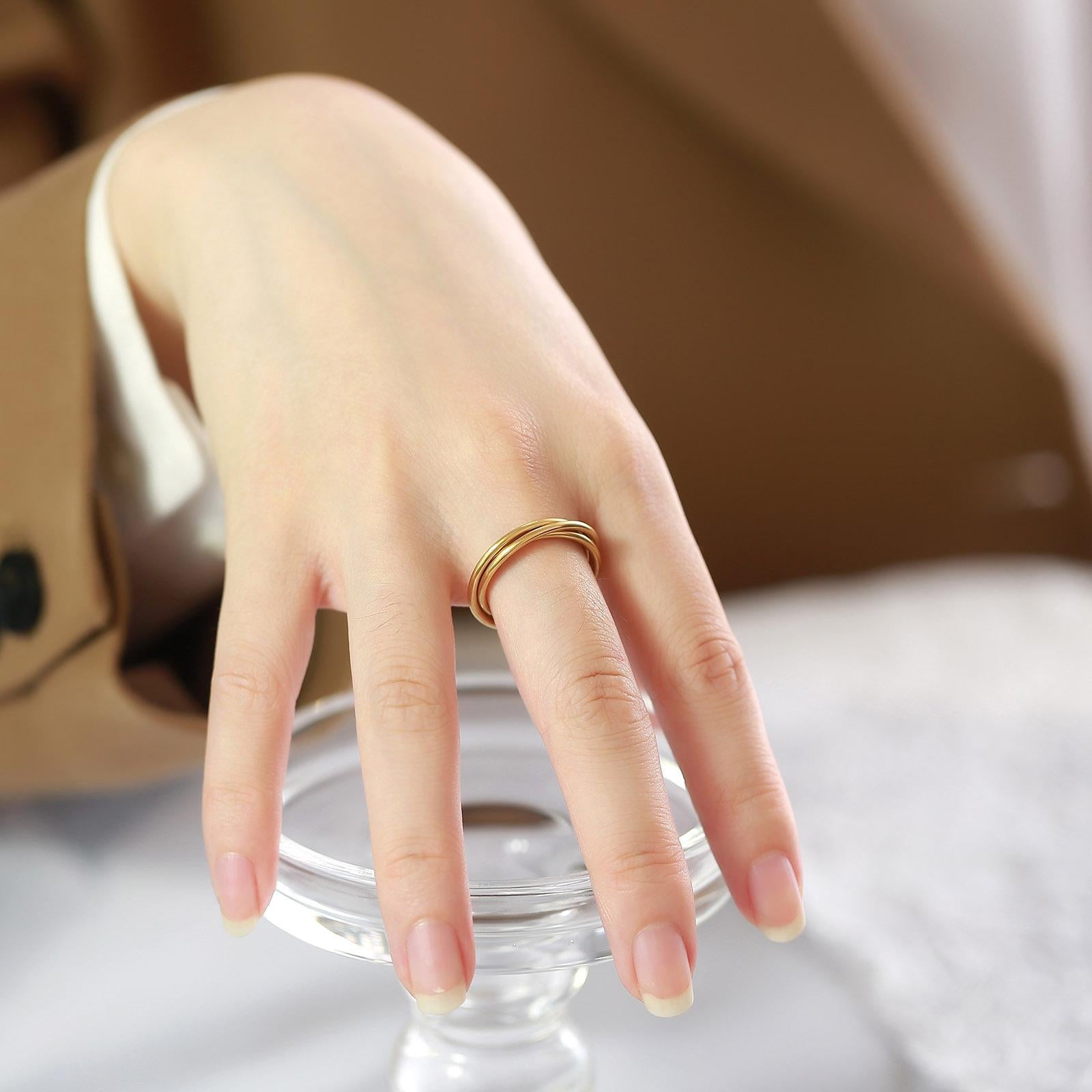 Titanium Steel Three-ring Smooth Ring