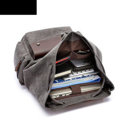 Casual Canvas Dual-shoulder Computer Backpack Suitable For Men Women Students Bookbag