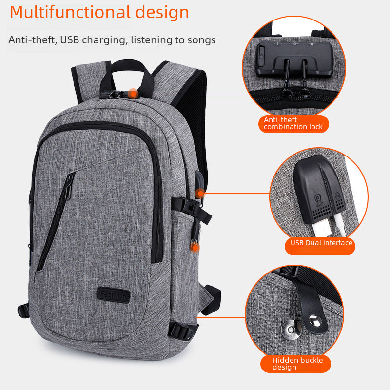 Backpack Men&#039;s Fixed Oxford Cloth Business Leisure Outdoor Backpack College Student Schoolbag Anti-theft Computer Bag