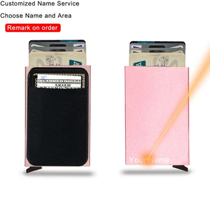 DIENQI Rfid Smart Wallet Card Holder Metal Thin Slim Men Women Wallets Pop Up Minimalist Wallet Small Black Purse Metal Vallet