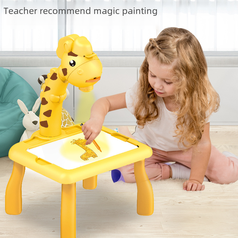 Children&#039;s Cartoon Multi-function Projection Painting Table Baby Early Education Educational Wipe Sound And Light Graffiti Board Painting Artifact